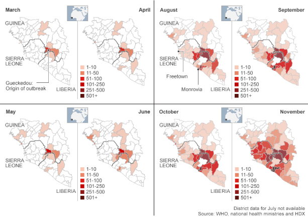 Maps of West Africa show Ebola